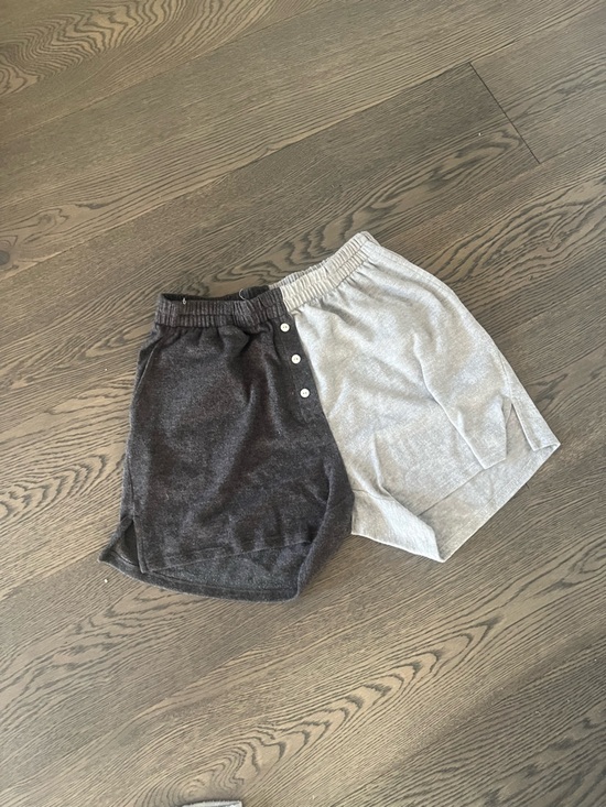 DONNI. Pants - Donni Knit Shorts in Light Gray & Charcoal